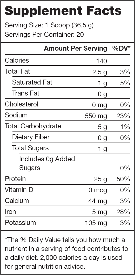 Plant+ Chocolate Supplement Facts