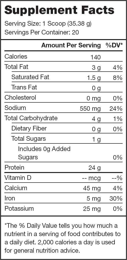 Plant+ Mocha Cappuccino Supplement Facts